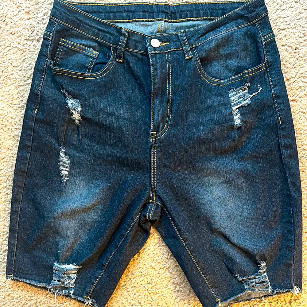 Distressed Denim Shorts